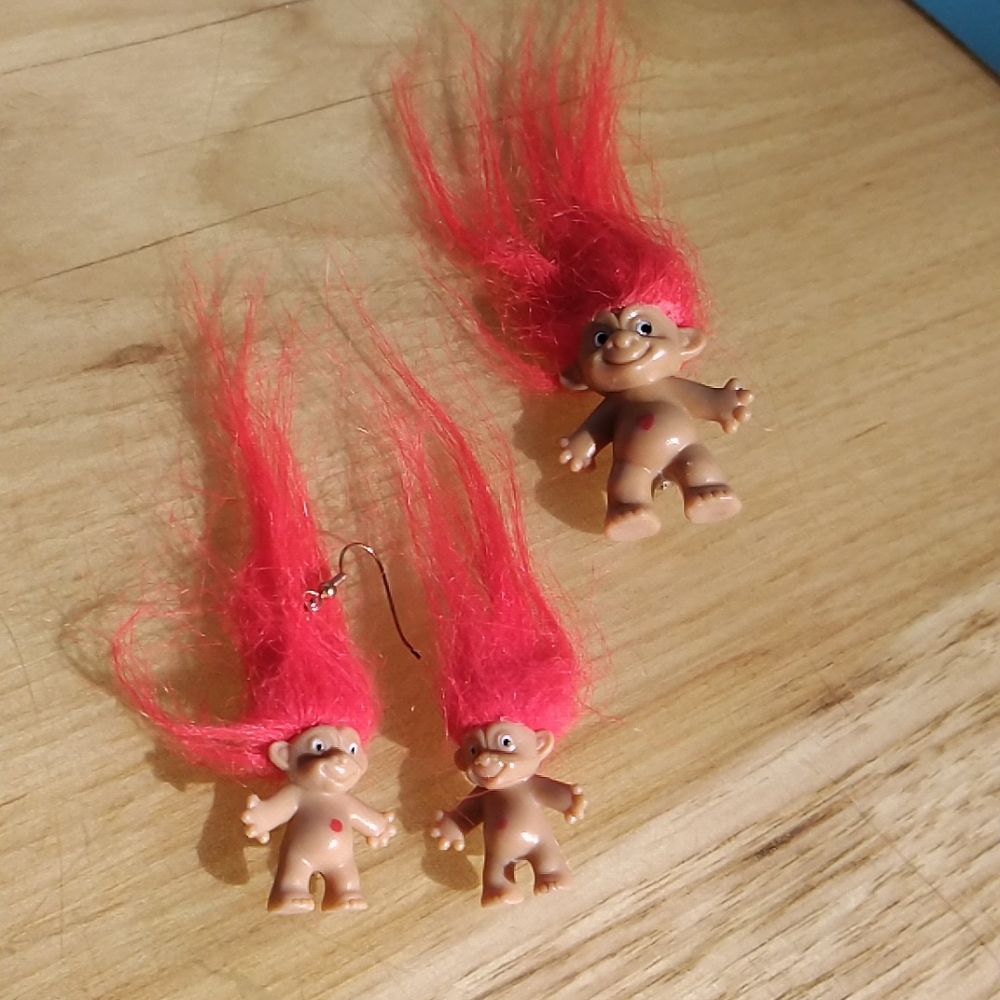 Troll earrings and pin